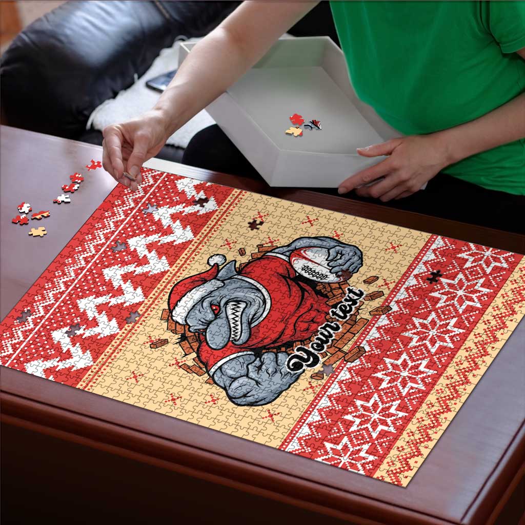 Redcliffe Strong Dolphins Personalised Puzzle Christmas Rugby League Spirit - Aussie Hoodie