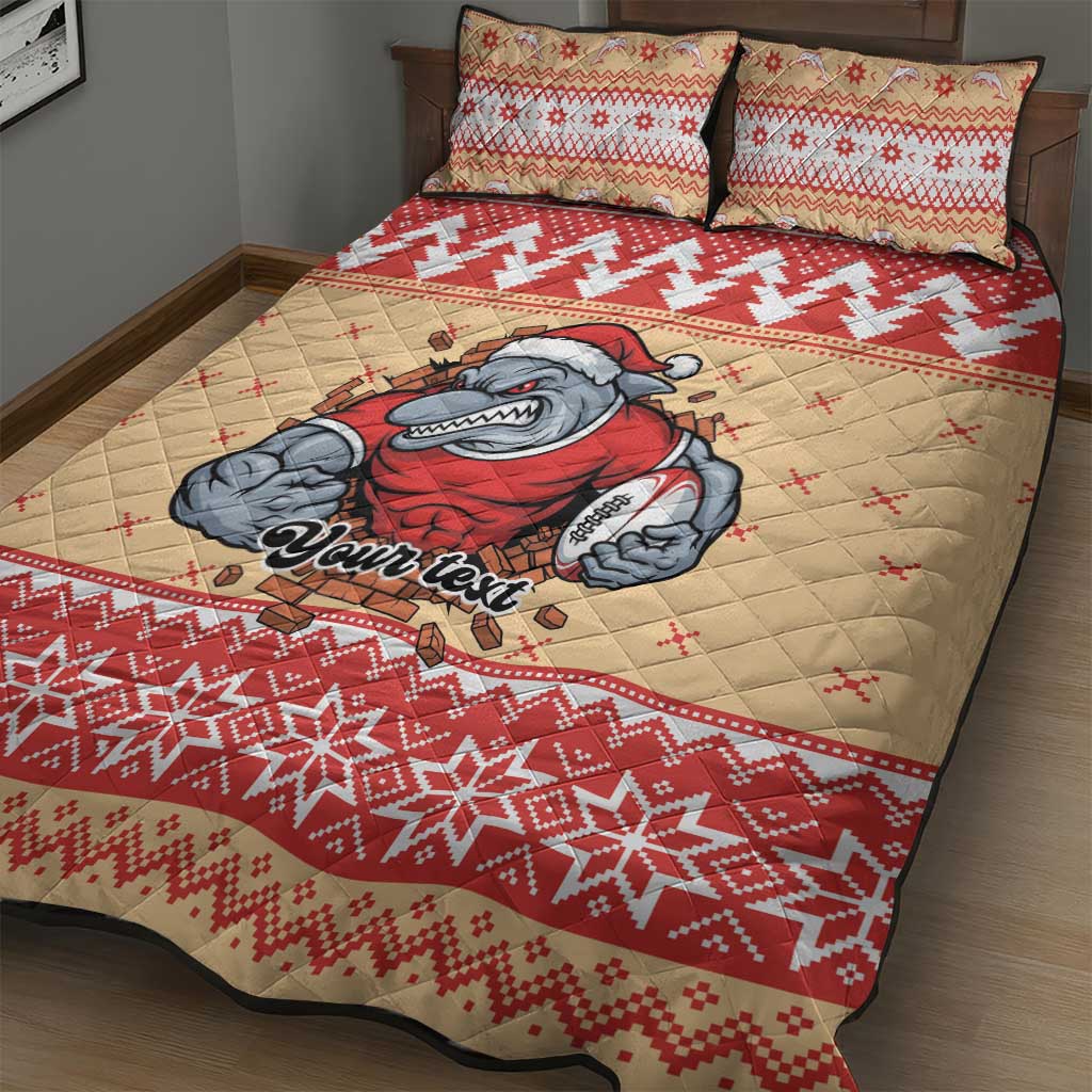 Redcliffe Strong Dolphins Personalised Quilt Bed Set Christmas Rugby League Spirit - Aussie Hoodie