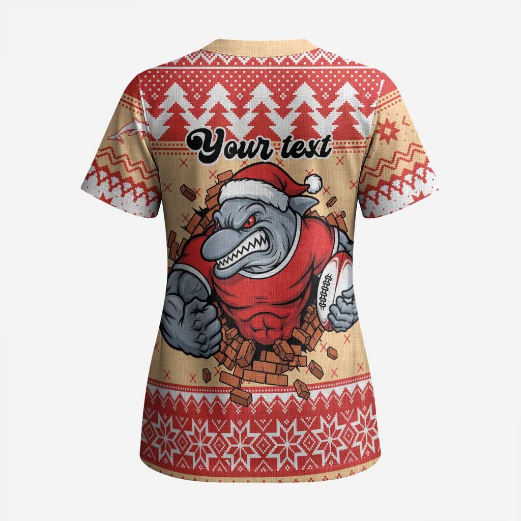Redcliffe Strong Dolphins Personalised Scrub Top Christmas Rugby League Spirit - Aussie Hoodie