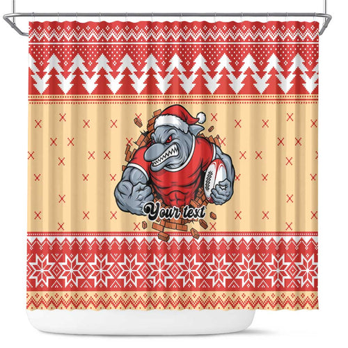 Redcliffe Strong Dolphins Personalised Shower Curtain Christmas Rugby League Spirit - Aussie Hoodie