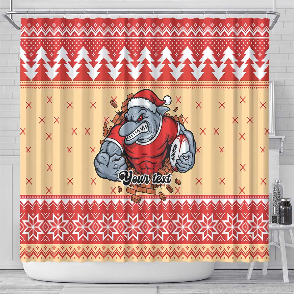 Redcliffe Strong Dolphins Personalised Shower Curtain Christmas Rugby League Spirit - Aussie Hoodie