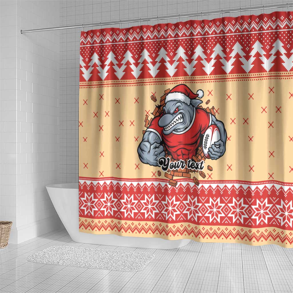 Redcliffe Strong Dolphins Personalised Shower Curtain Christmas Rugby League Spirit - Aussie Hoodie