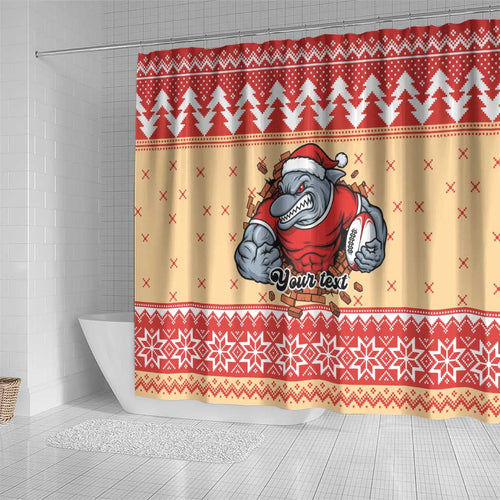 Redcliffe Strong Dolphins Personalised Shower Curtain Christmas Rugby League Spirit - Aussie Hoodie