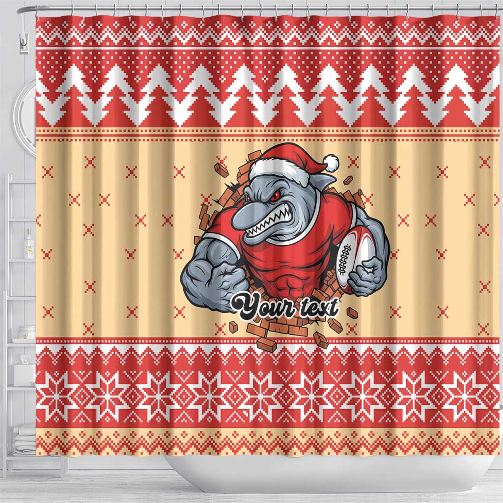 Redcliffe Strong Dolphins Personalised Shower Curtain Christmas Rugby League Spirit - Aussie Hoodie
