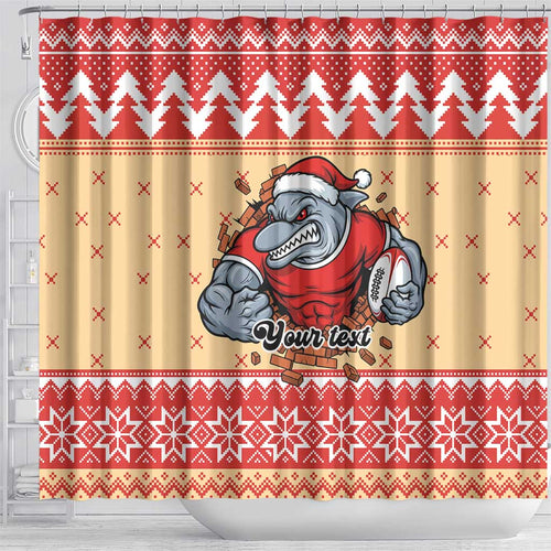 Redcliffe Strong Dolphins Personalised Shower Curtain Christmas Rugby League Spirit - Aussie Hoodie