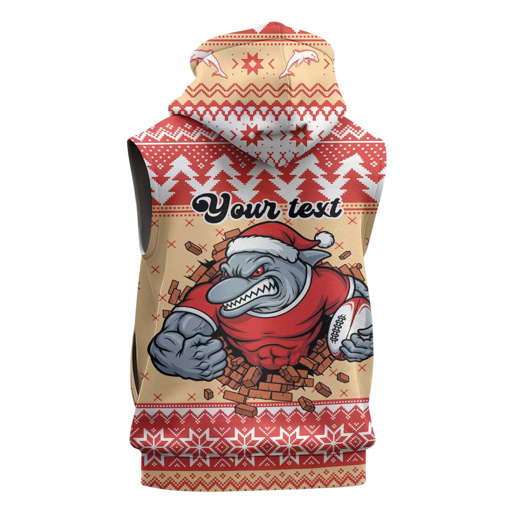 Redcliffe Strong Dolphins Personalised Sleeveless Hoodie Christmas Rugby League Spirit - Aussie Hoodie