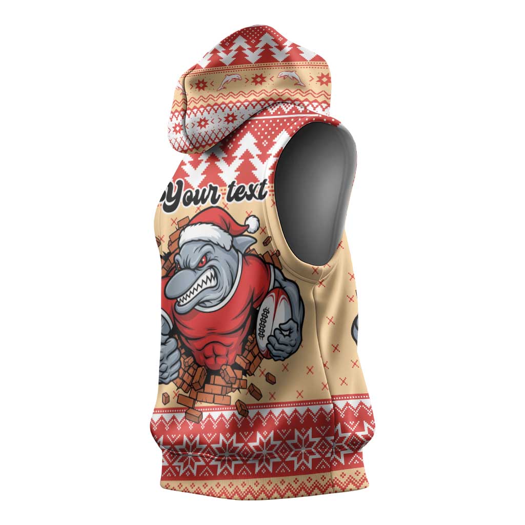 Redcliffe Strong Dolphins Personalised Sleeveless Hoodie Christmas Rugby League Spirit - Aussie Hoodie