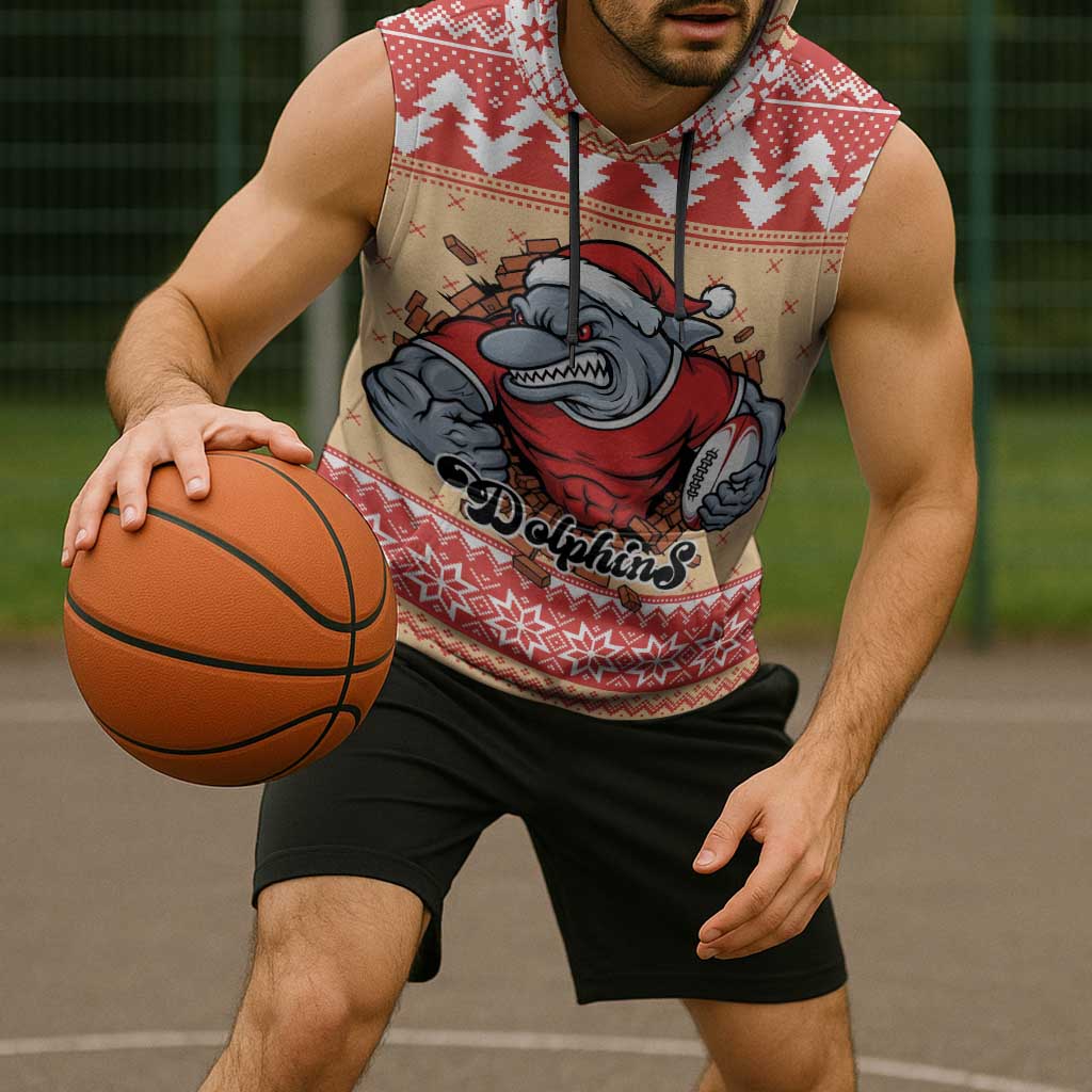 Redcliffe Strong Dolphins Personalised Sleeveless Hoodie Christmas Rugby League Spirit - Aussie Hoodie