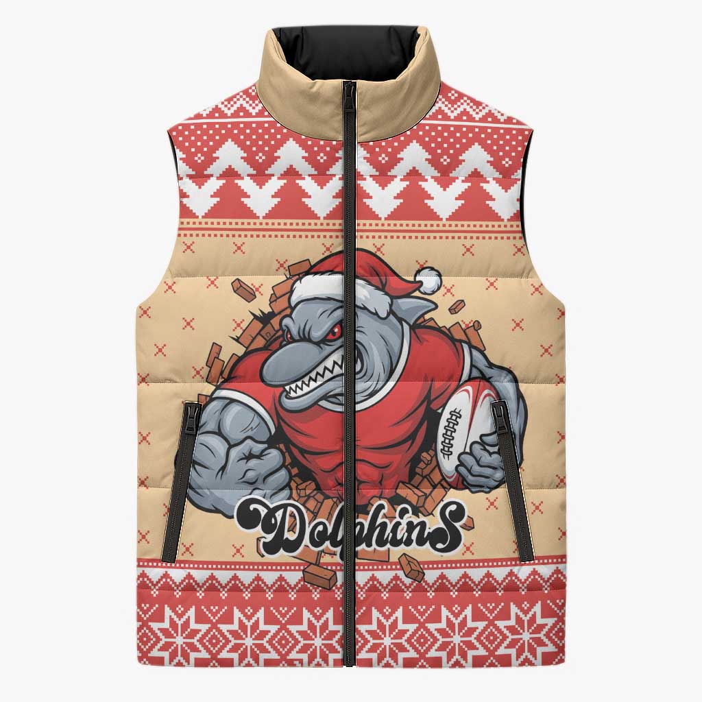 Redcliffe Strong Dolphins Personalised Sleeveless Puffer Jacket Christmas Rugby League Spirit - Aussie Hoodie