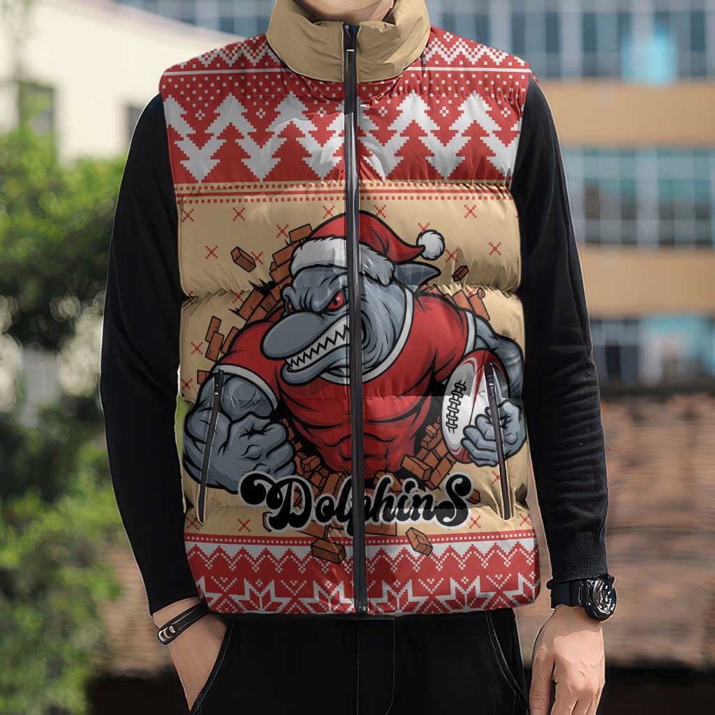 Redcliffe Strong Dolphins Personalised Sleeveless Puffer Jacket Christmas Rugby League Spirit - Aussie Hoodie