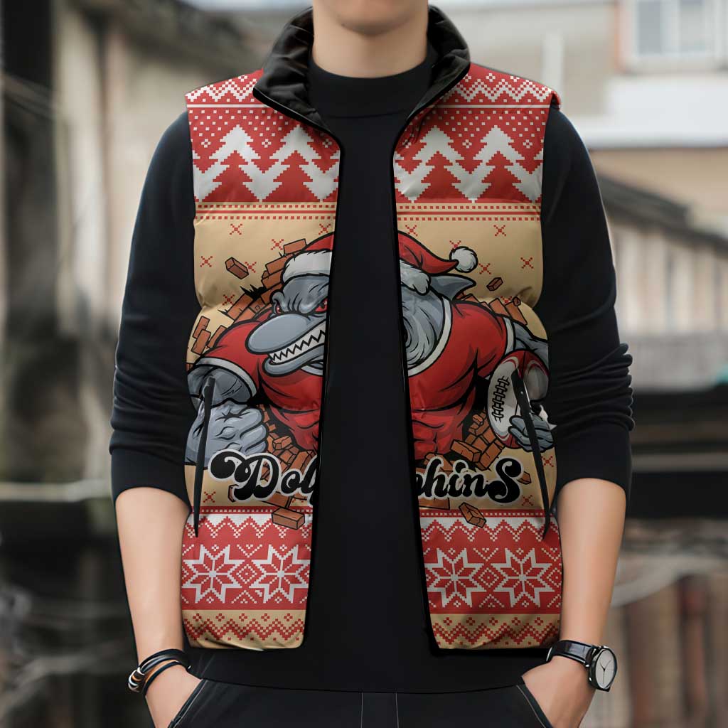 Redcliffe Strong Dolphins Personalised Sleeveless Puffer Jacket Christmas Rugby League Spirit - Aussie Hoodie