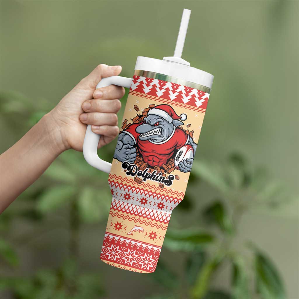 Redcliffe Strong Dolphins Personalised Tumbler With Handle Christmas Rugby League Spirit - Aussie Hoodie