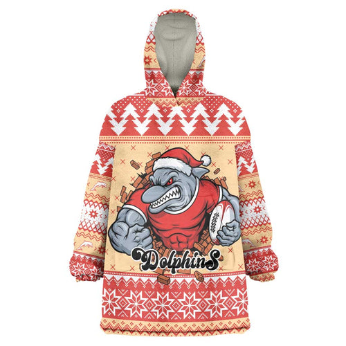 Redcliffe Strong Dolphins Personalised Wearable Blanket Hoodie Christmas Rugby League Spirit - Aussie Hoodie