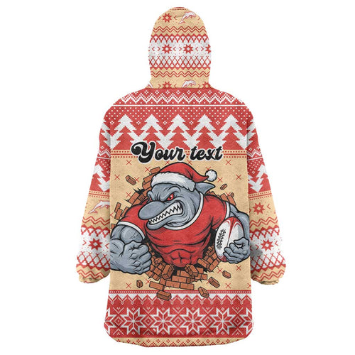 Redcliffe Strong Dolphins Personalised Wearable Blanket Hoodie Christmas Rugby League Spirit - Aussie Hoodie