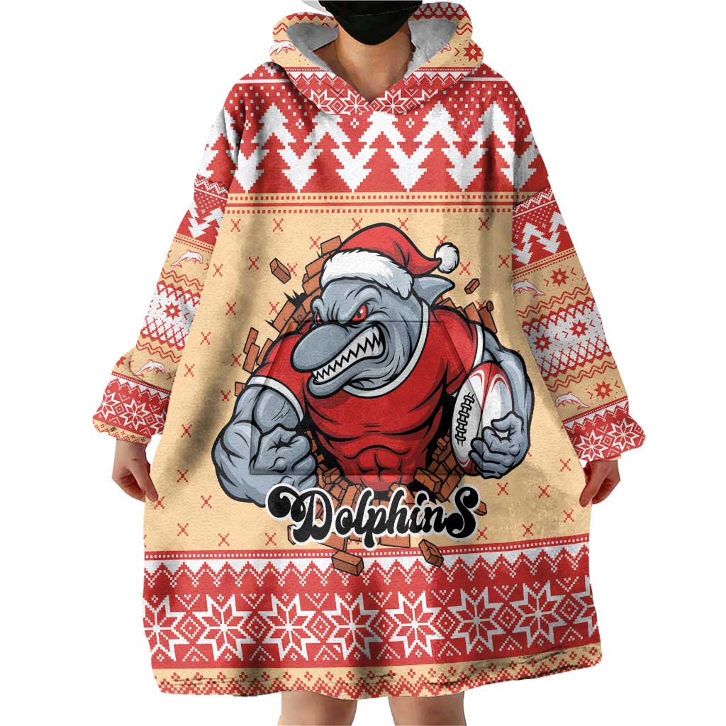 Redcliffe Strong Dolphins Personalised Wearable Blanket Hoodie Christmas Rugby League Spirit - Aussie Hoodie