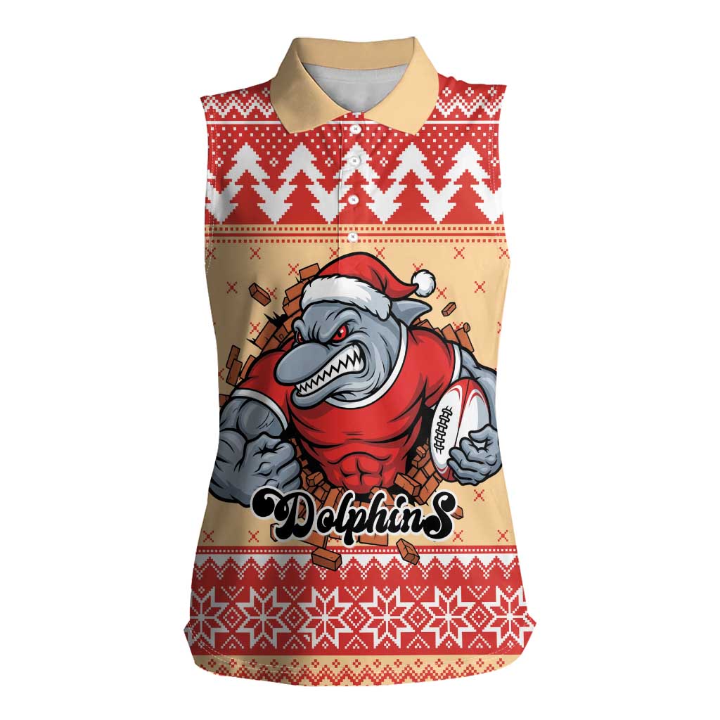 Redcliffe Strong Dolphins Personalised Women Sleeveless Polo Shirt Christmas Rugby League Spirit - Aussie Hoodie