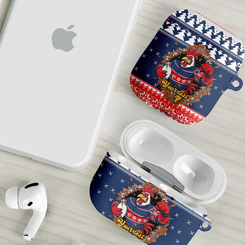 Roosters Xmas Glory Personalised AirPods Case Christmas Rugby League Spirit - Aussie Hoodie
