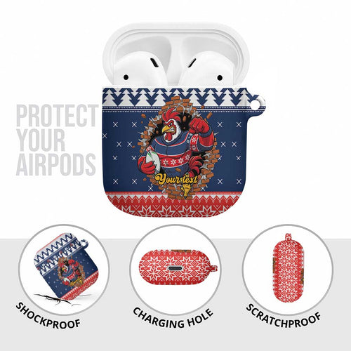 Roosters Xmas Glory Personalised AirPods Case Christmas Rugby League Spirit - Aussie Hoodie