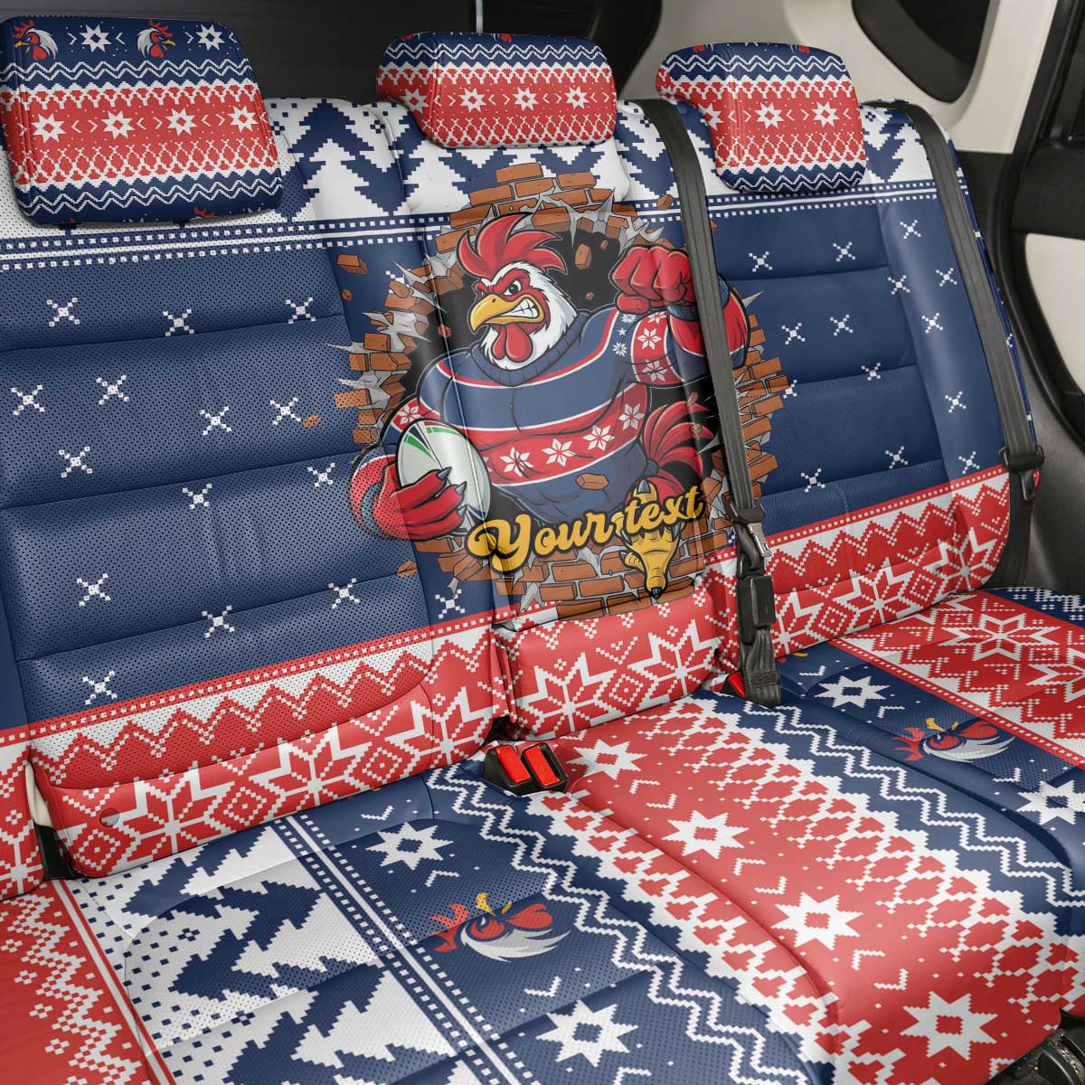 Roosters Xmas Glory Personalised Back Car Seat Cover Christmas Rugby League Spirit - Aussie Hoodie