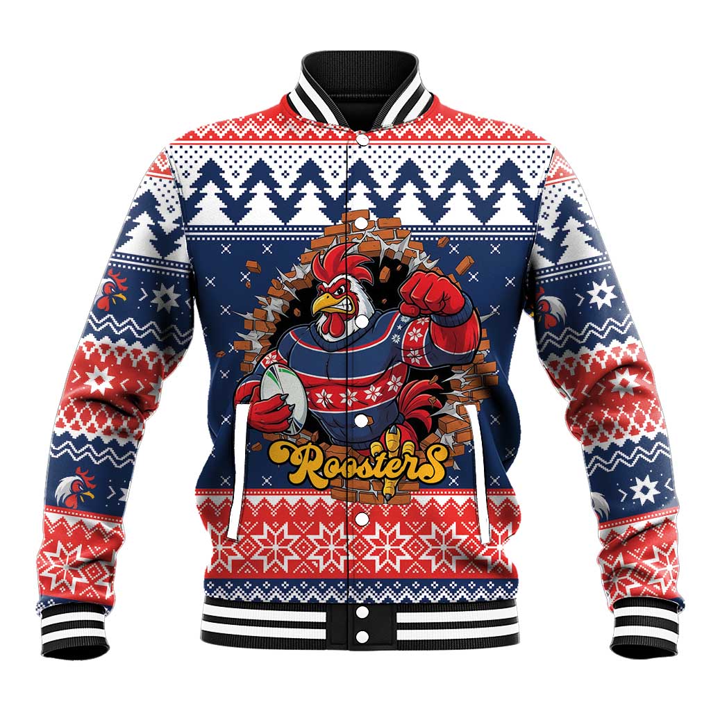 Roosters Xmas Glory Personalised Baseball Jacket Christmas Rugby League Spirit - Aussie Hoodie