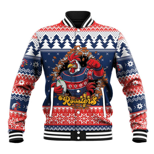 Roosters Xmas Glory Personalised Baseball Jacket Christmas Rugby League Spirit - Aussie Hoodie