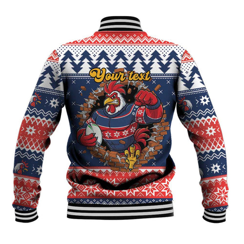 Roosters Xmas Glory Personalised Baseball Jacket Christmas Rugby League Spirit - Aussie Hoodie