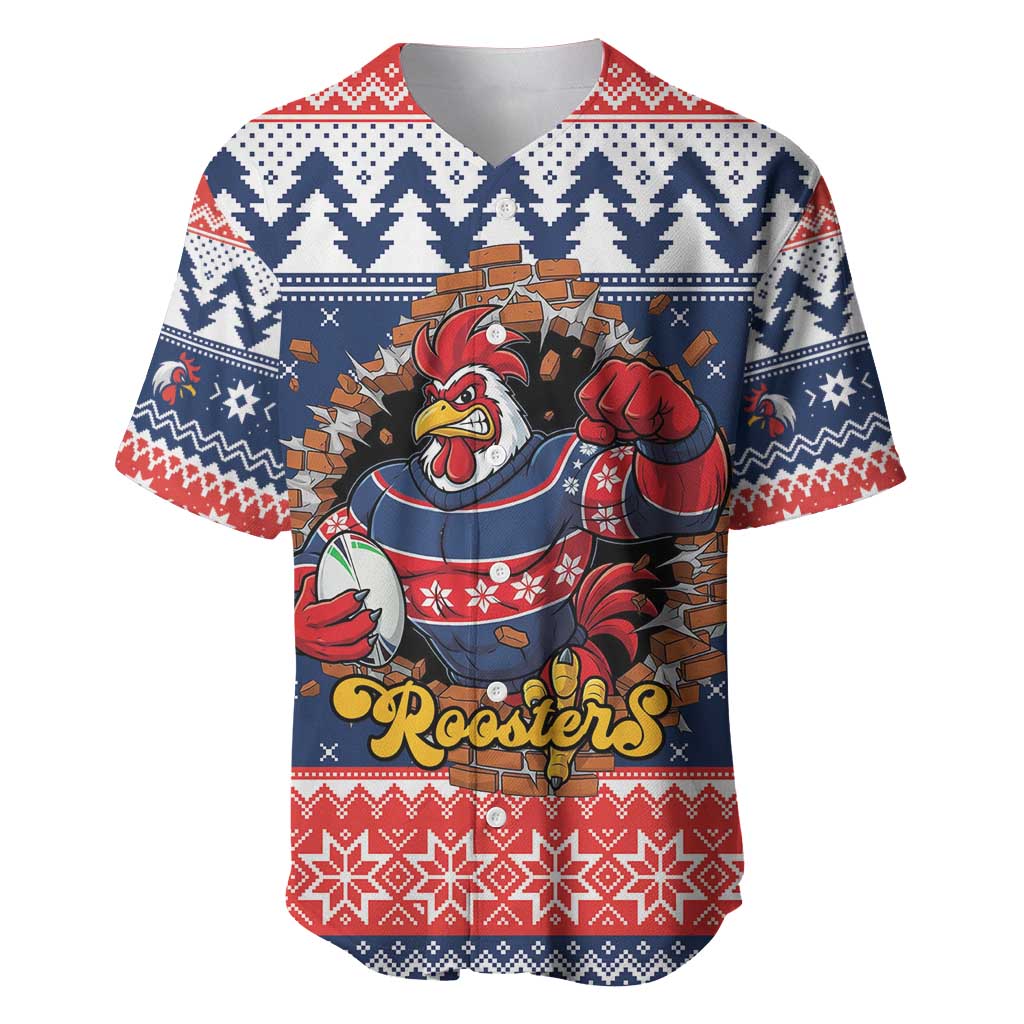 Roosters Xmas Glory Personalised Baseball Jersey Christmas Rugby League Spirit - Aussie Hoodie