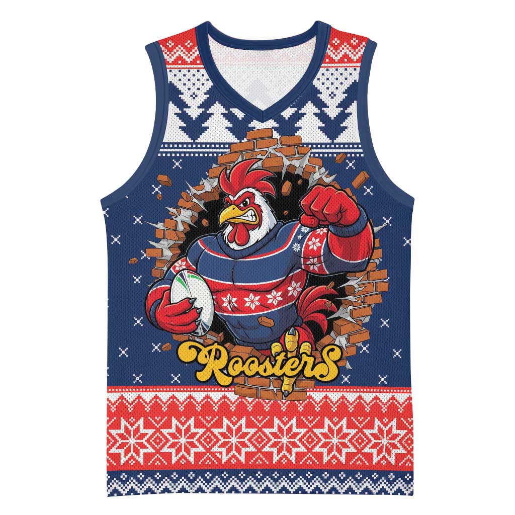 Roosters Xmas Glory Personalised Basketball Jersey Christmas Rugby League Spirit - Aussie Hoodie
