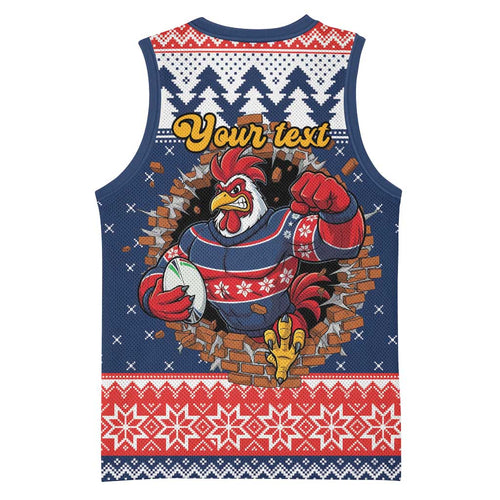 Roosters Xmas Glory Personalised Basketball Jersey Christmas Rugby League Spirit - Aussie Hoodie