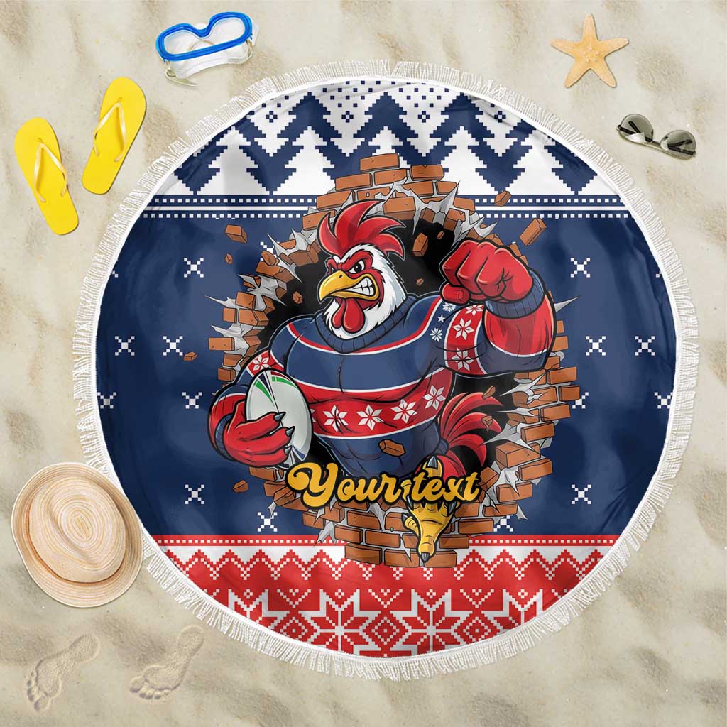 Roosters Xmas Glory Personalised Beach Blanket Christmas Rugby League Spirit - Aussie Hoodie