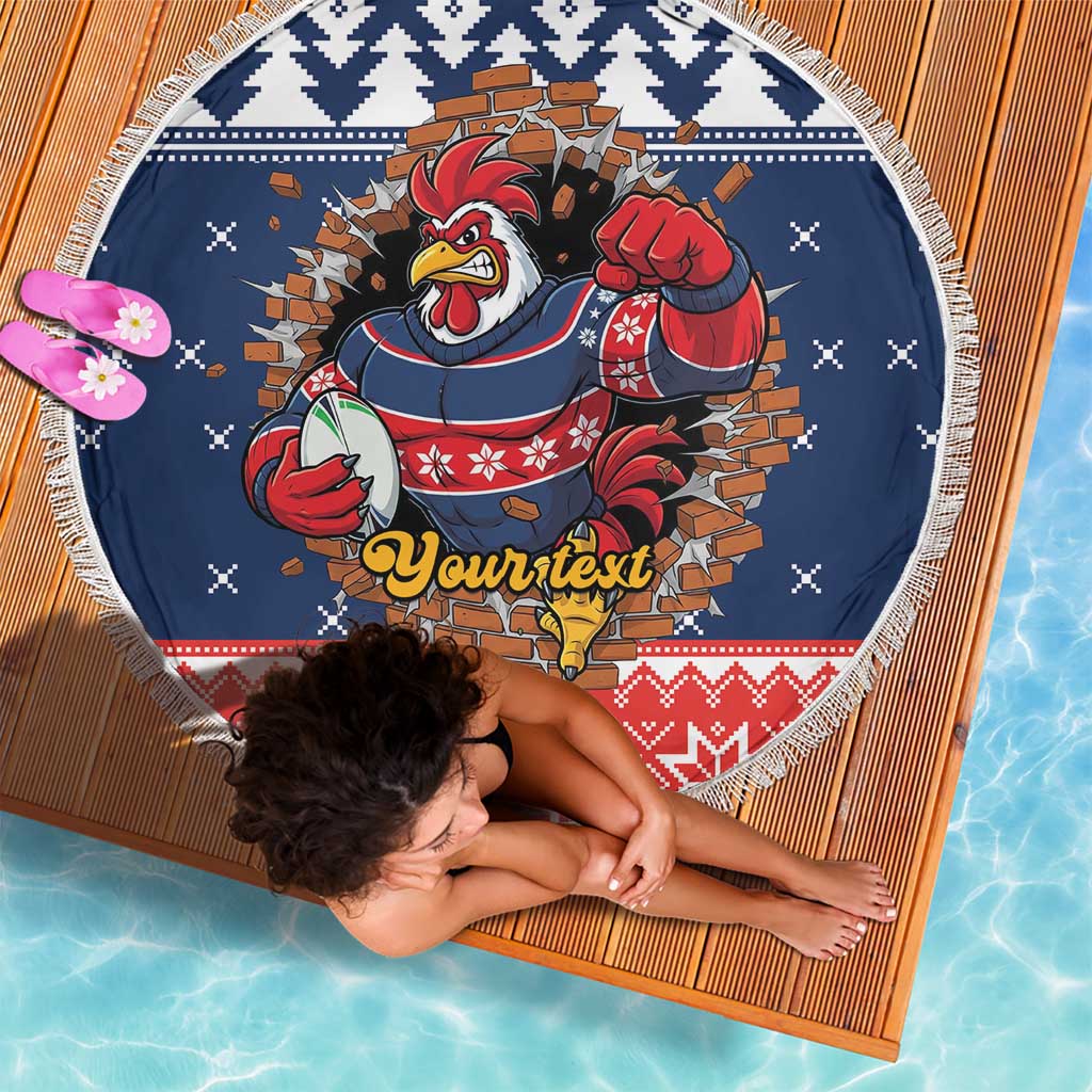 Roosters Xmas Glory Personalised Beach Blanket Christmas Rugby League Spirit - Aussie Hoodie