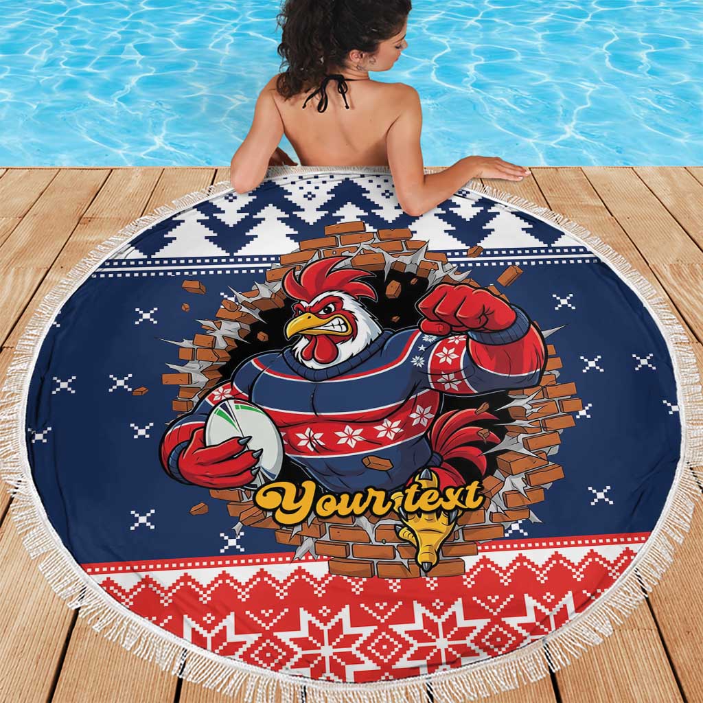 Roosters Xmas Glory Personalised Beach Blanket Christmas Rugby League Spirit - Aussie Hoodie