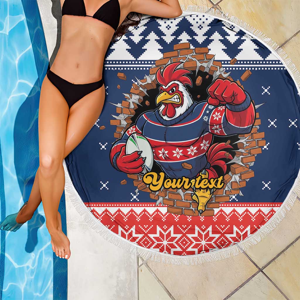 Roosters Xmas Glory Personalised Beach Blanket Christmas Rugby League Spirit - Aussie Hoodie