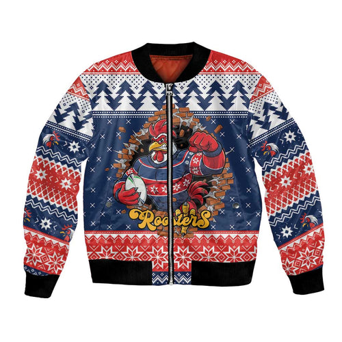 Roosters Xmas Glory Personalised Bomber Jacket Christmas Rugby League Spirit - Aussie Hoodie