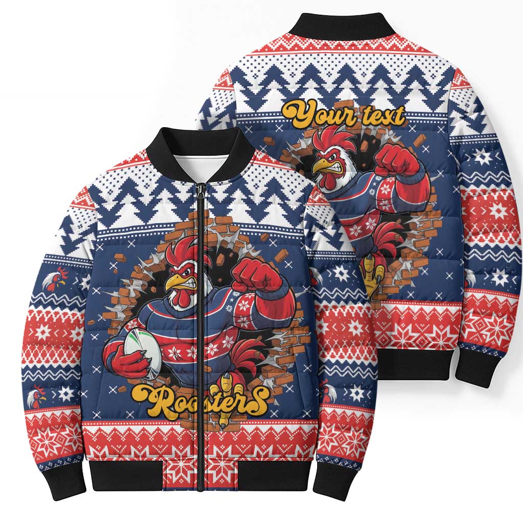 Roosters Xmas Glory Personalised Bomber Puffer Jacket Christmas Rugby League Spirit - Aussie Hoodie