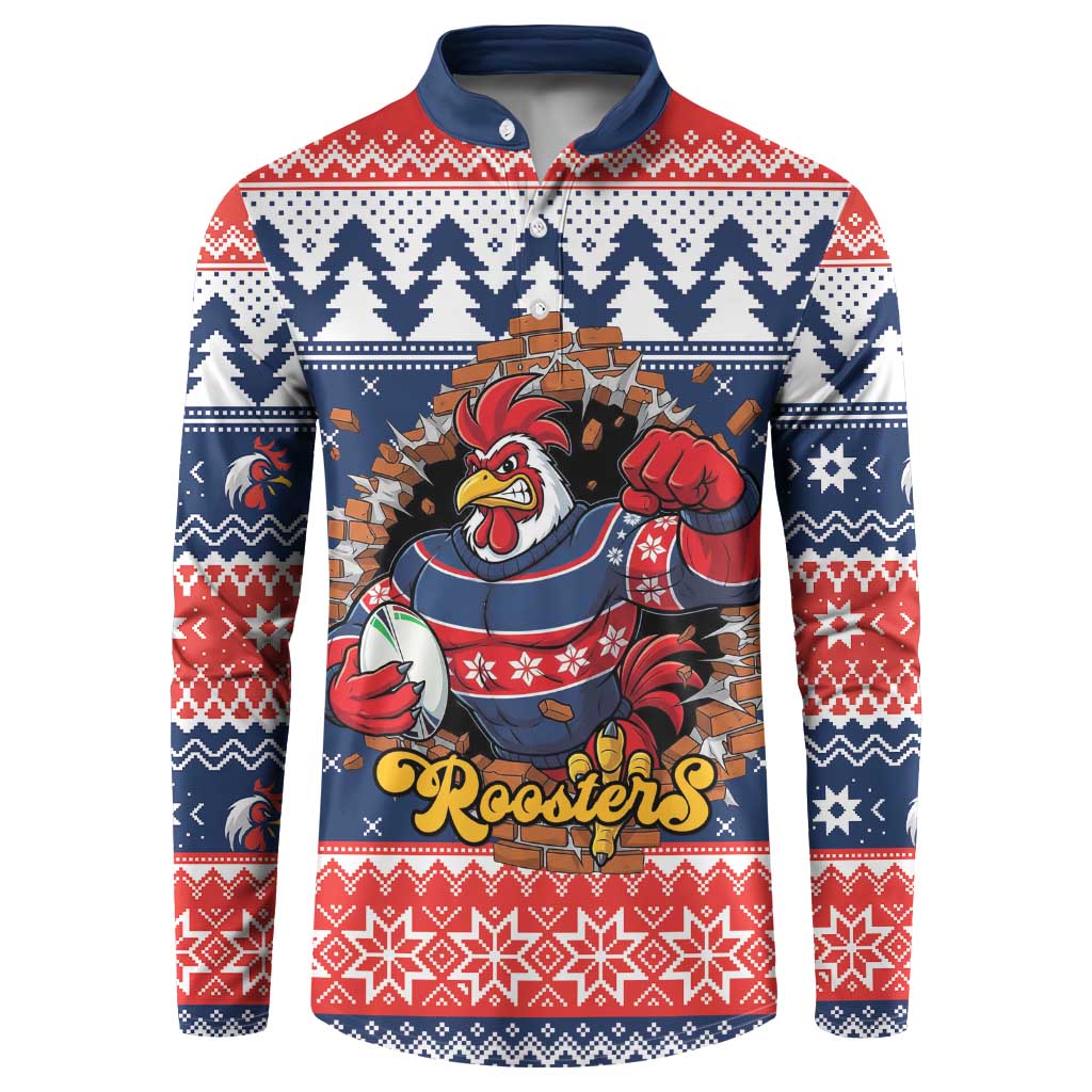 Roosters Xmas Glory Personalised Button Sweatshirt Christmas Rugby League Spirit - Aussie Hoodie