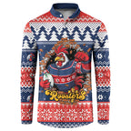 Roosters Xmas Glory Personalised Button Sweatshirt Christmas Rugby League Spirit - Aussie Hoodie