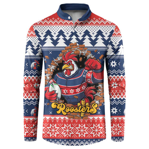Roosters Xmas Glory Personalised Button Sweatshirt Christmas Rugby League Spirit - Aussie Hoodie