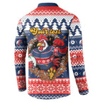 Roosters Xmas Glory Personalised Button Sweatshirt Christmas Rugby League Spirit - Aussie Hoodie