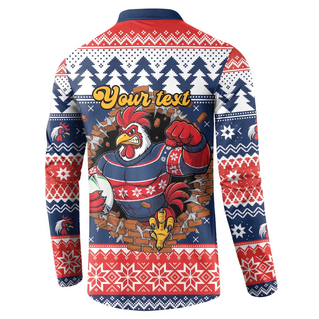 Roosters Xmas Glory Personalised Button Sweatshirt Christmas Rugby League Spirit - Aussie Hoodie