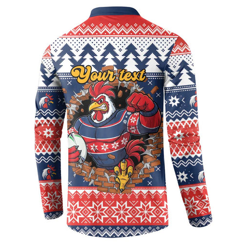 Roosters Xmas Glory Personalised Button Sweatshirt Christmas Rugby League Spirit - Aussie Hoodie