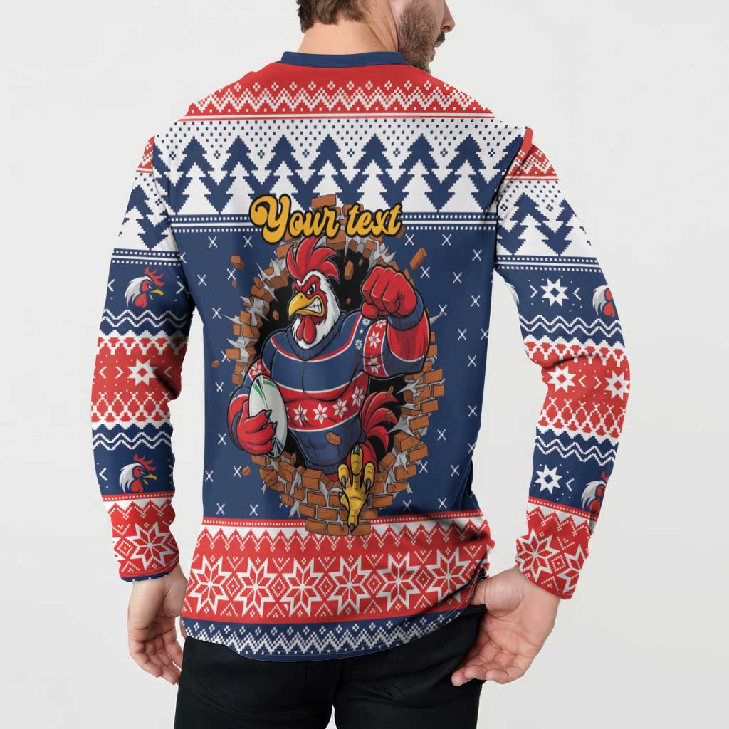 Roosters Xmas Glory Personalised Button Sweatshirt Christmas Rugby League Spirit - Aussie Hoodie
