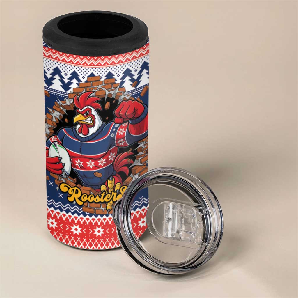 Roosters Xmas Glory Personalised 4 in 1 Can Cooler Tumbler Christmas Rugby League Spirit - Aussie Hoodie