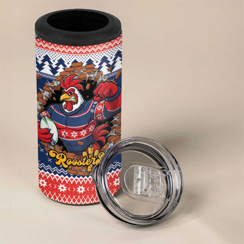 Roosters Xmas Glory Personalised 4 in 1 Can Cooler Tumbler Christmas Rugby League Spirit - Aussie Hoodie