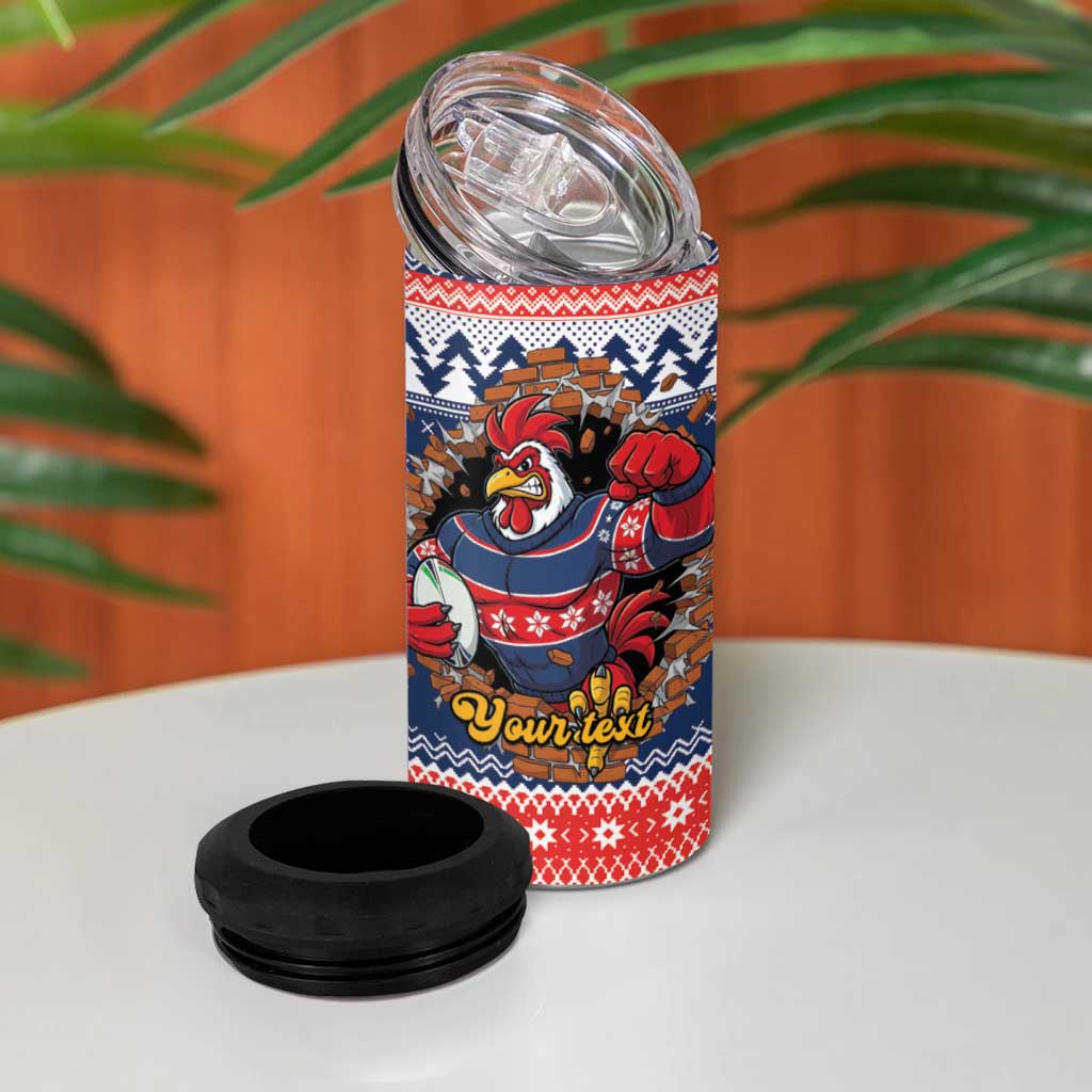 Roosters Xmas Glory Personalised 4 in 1 Can Cooler Tumbler Christmas Rugby League Spirit - Aussie Hoodie