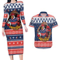 Roosters Xmas Glory Personalised Couples Matching Long Sleeve Bodycon Dress and Hawaiian Shirt Christmas Rugby League Spirit - Aussie Hoodie
