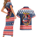 Roosters Xmas Glory Personalised Couples Matching Short Sleeve Bodycon Dress and Hawaiian Shirt Christmas Rugby League Spirit - Aussie Hoodie