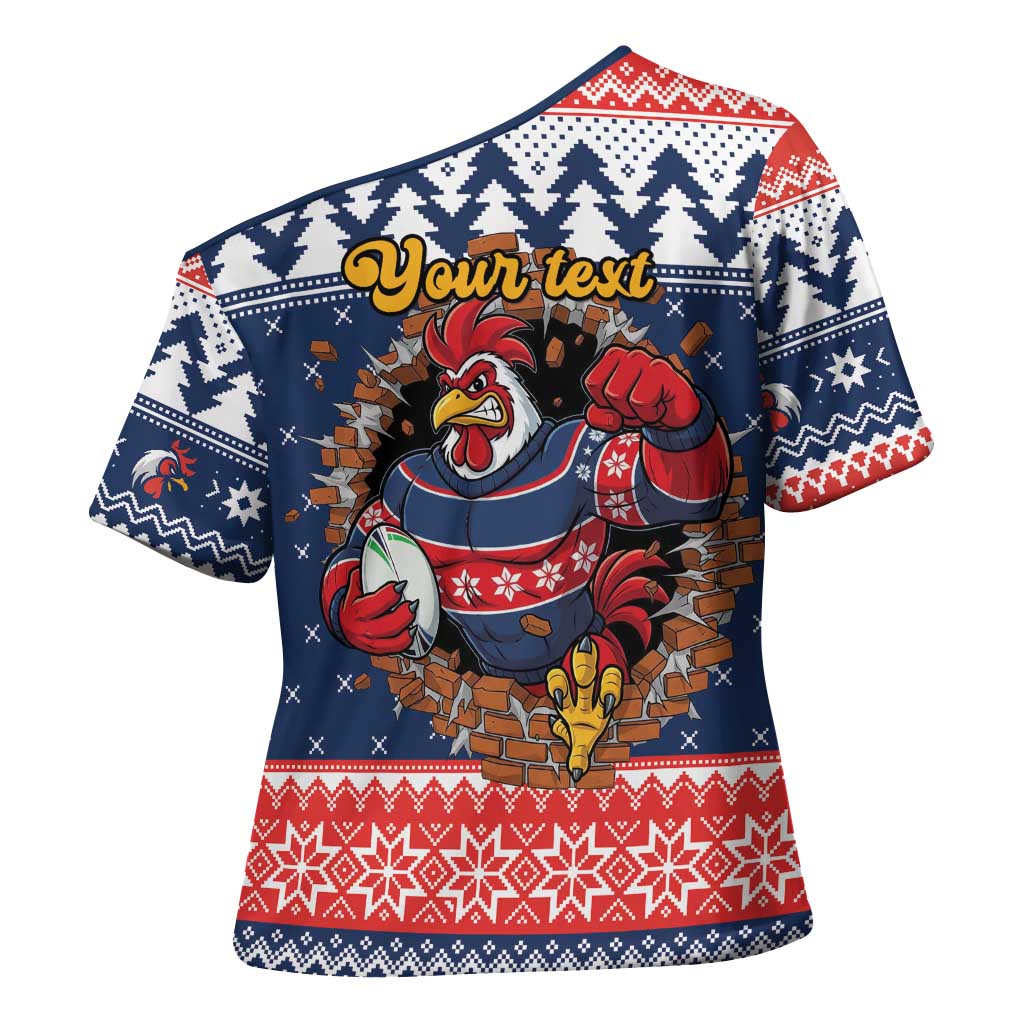 Roosters Xmas Glory Personalised Cross Shoulder Shirt Christmas Rugby League Spirit - Aussie Hoodie