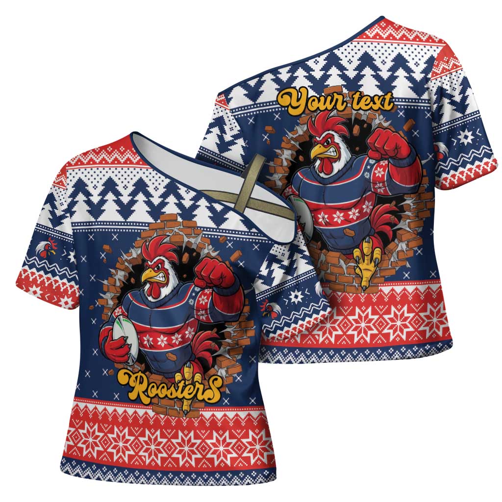Roosters Xmas Glory Personalised Cross Shoulder Shirt Christmas Rugby League Spirit - Aussie Hoodie