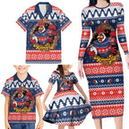 Roosters Xmas Glory Personalised Family Matching Long Sleeve Bodycon Dress and Hawaiian Shirt Christmas Rugby League Spirit - Aussie Hoodie